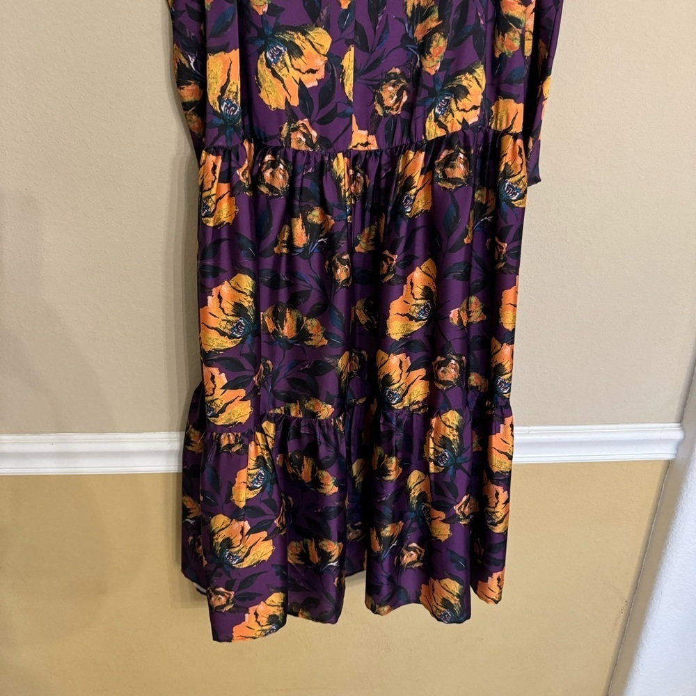 DELFI Collective Floral Dress Purple Floral Puff Sleeves Size Medium NEW $398 - Picture 13 of 16
